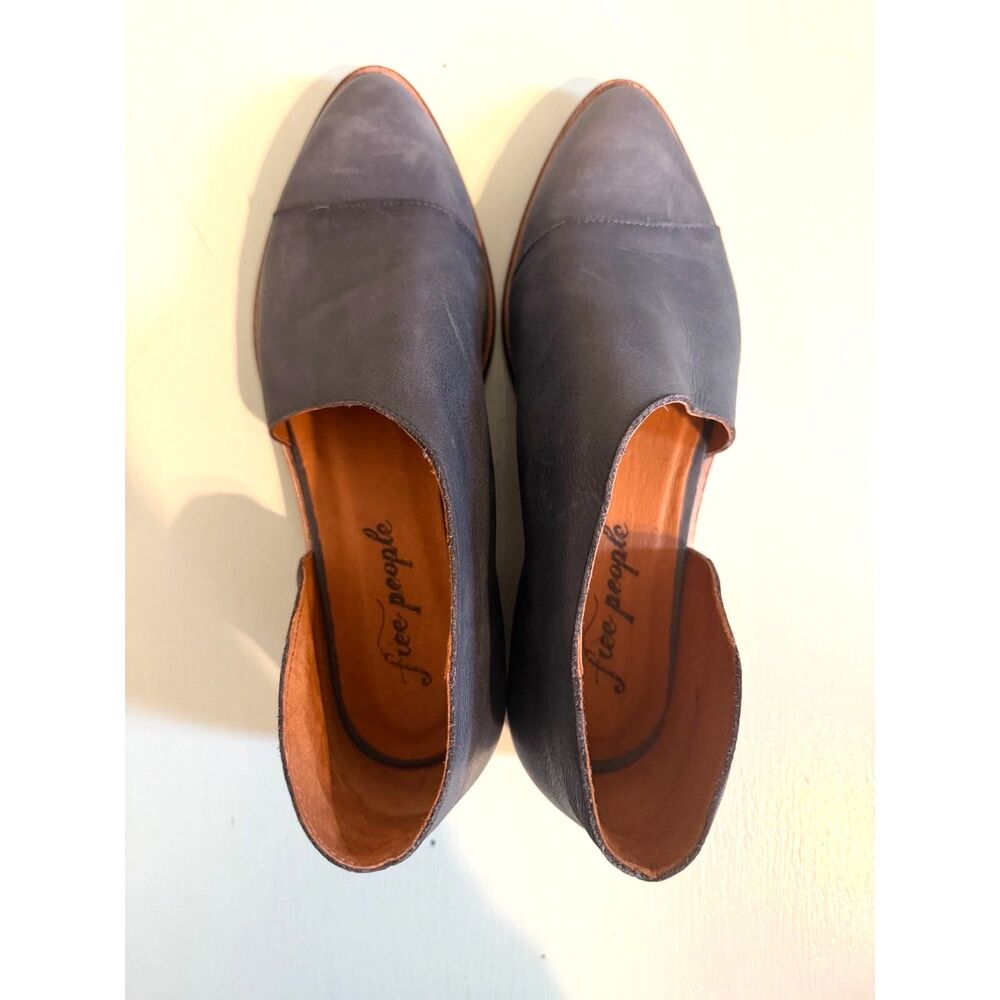 Free People Royale Flats Carbon Leather Pointed Toe Cutout Shoes EU 37 US 7